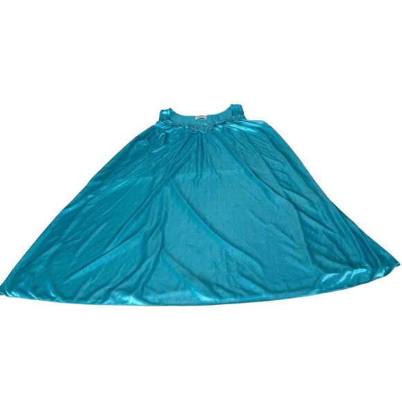 Lati Fashion Intimates Collection Nightgown Medium? Blue Sleeveless Embr… - Picture 8 of 12